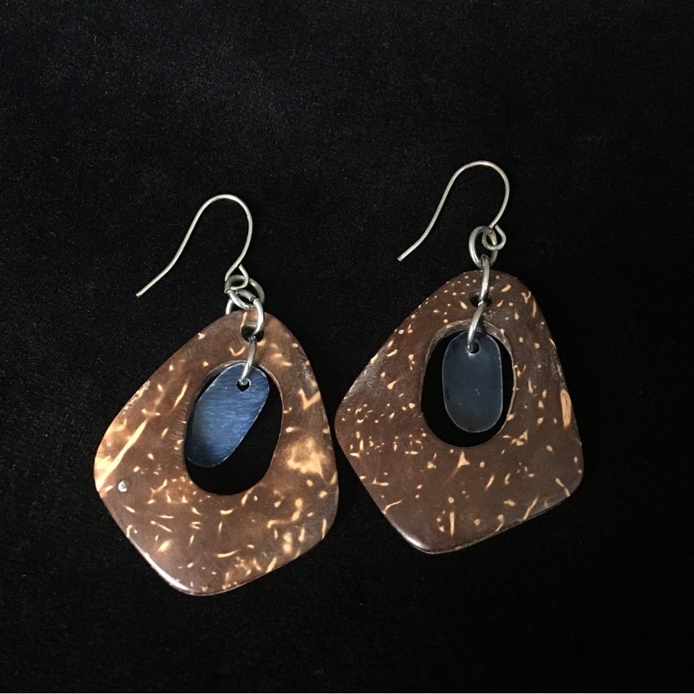 Vintage Wooden Dangle Earrings
